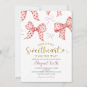 Roze Gingham Strik Babyshower Kaart (Voorkant)