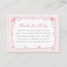 Roze Gingham Strik Boekjes voor Baby Informatiekaartje