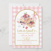 Roze Gingham Strik Das Wafel Bessen Bruids Brunch Kaart (Voorkant)