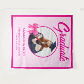 Roze Gingham Strik Foto Afstudeerbackdrop Wandkleed (Voorkant (horizontaal))