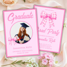 Roze Gingham Strik Foto Afstudeerfeestje