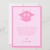 Roze Gingham Strik Foto Afstuderen Bedankkaart (Achterkant)