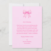 Roze Gingham Strik Foto Moederdagkaart (Achterkant)