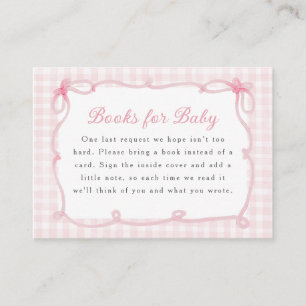 Roze Gingham Strik Frame Boeken voor Baby Informatiekaartje