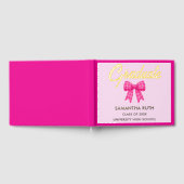 Roze Gingham Strik Hoed Graduation Feestje Gastenboek (Volledig)