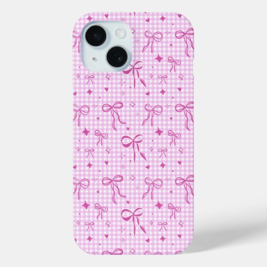 Roze Gingham Strik Hoesje voor Telefoon (Achterkant)
