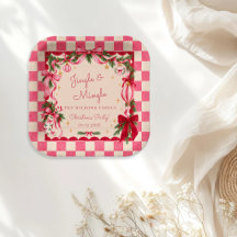 Roze Gingham Strik Kerstfeest