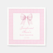 Roze gingham strik lint baby meisje douche servet (Voorkant)
