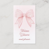 roze gingham strik logo visitekaartje (Voorkant)