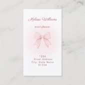 roze gingham strik logo visitekaartje (Achterkant)