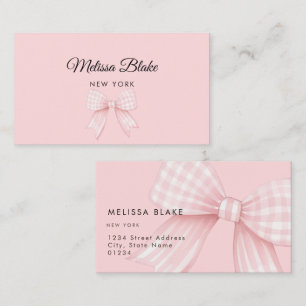 roze gingham strik ontwerp visitekaartje