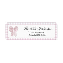 Roze Gingham Strik Roze Retouradres