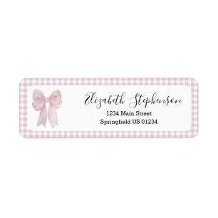 Roze Gingham Strik Roze Retouradres Etiket