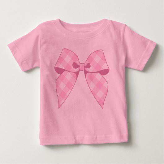 Roze Gingham Strik Roze Tutu Baby Body (Voorkant)