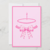 Roze Gingham Strik Verjaardagsfeestje Kaart (Achterkant)