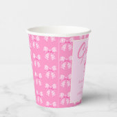 Roze Gingham Strik Verjaardagsfeestje Papieren Bekers (Rechts)