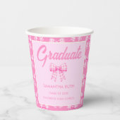 Roze Gingham Strik Verjaardagsfeestje Papieren Bekers (Voorkant)
