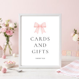 Roze Gingham Strikkaarten Cadeaus Baby Shower Poster