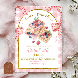 Roze Gingham Strikken En Brunch Baby Shower Brunch Kaart