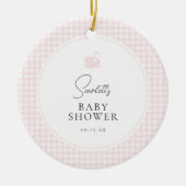 Roze Gingham Swan Baby shower Keramisch Ornament (Voorkant)