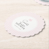 Roze Gingham Swan Baby shower Onderzetter (Gekanteld)