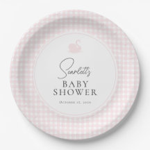 Roze Gingham Swan Baby shower