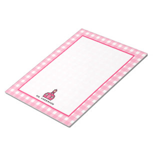 Roze Gingham Teacher Notepad Notitieblok