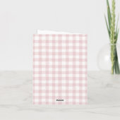 Roze Gingham Teddybeer Baby Shower Bedankkaart (Achterkant)