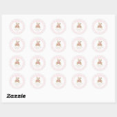 Roze Gingham Teddybeer Baby Shower Ronde Sticker (Vel)