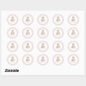 Roze Gingham Teddybeer Baby Shower Ronde Sticker (Vel)