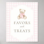 Roze Gingham Teddybeer Favorieten & Cadeautjes Poster (Voorkant)