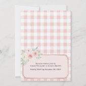 Roze Gingham Teddybeer Fiets Baby Shower  Kaart (Achterkant)