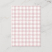 Roze Gingham Teddybeer Luier Raffle Ticket Informatiekaartje (Achterkant)