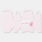 Roze Gingham Teddybeer Neutrale Baby Shower Bedankdoosjes (Ongevouwen)