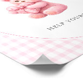 Roze Gingham Teddybeer Neutrale Baby Shower Poster (Hoek)