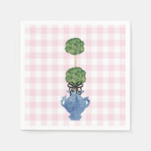 Roze Gingham Topiary Ginger Jar Paper Guest Towels Servet (Voorkant)