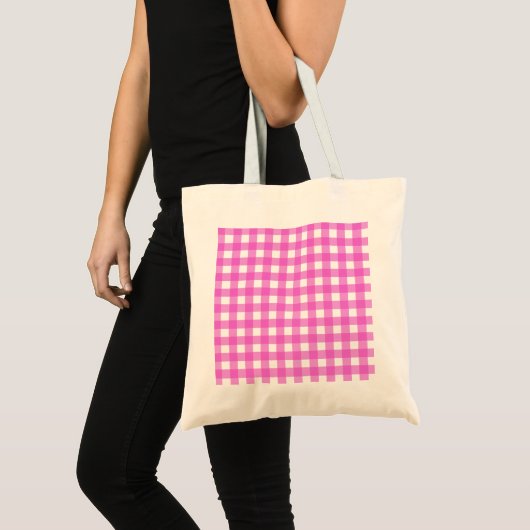 Roze gingham tote bag (Voorkant (product))