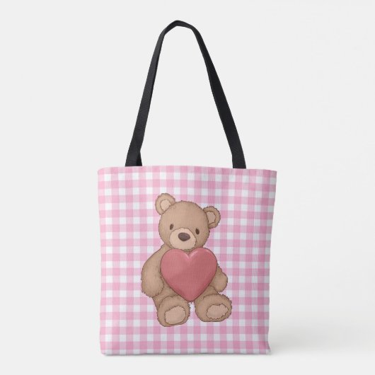 roze gingham - tote bag (Achterkant)