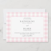 Roze Gingham Trouw Uitnodiging (Voorkant)