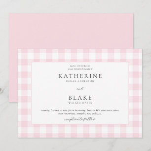 Roze Gingham Trouw Uitnodiging