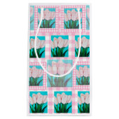 Roze Gingham Tulip Gift Bag Klein Cadeauzakje (Voorkant)