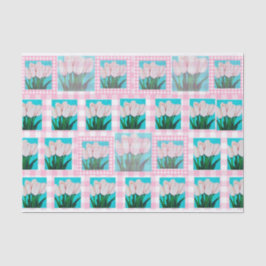 Roze Gingham Tulp Tissue Papier