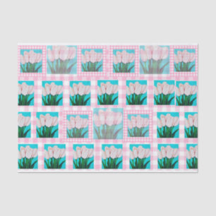 Roze Gingham Tulp Tissue Papier