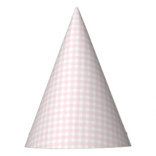 Roze gingham verjaardag feesthoedjes