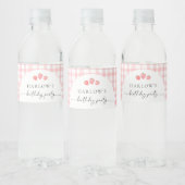 Roze Gingham Verjaardag Waterfles Labels Waterfles Etiket (Flessen)