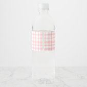 Roze Gingham Verjaardag Waterfles Labels Waterfles Etiket (Achterkant)