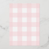 Roze Gingham Verjaardags Folie Uitnodiging Konijn (Achterkant)