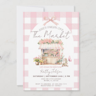 Roze Gingham Vers Kaart Bruidsfeest