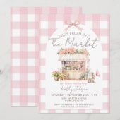 Roze Gingham Vers Kaart Bruidsfeest (Voorkant / Achterkant)