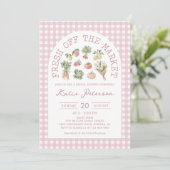 Roze Gingham Vers van de Markt Bruidsfeest Kaart (Staand voorkant)